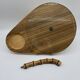 Vintage service tray wood, glass and bamboo – 1960s