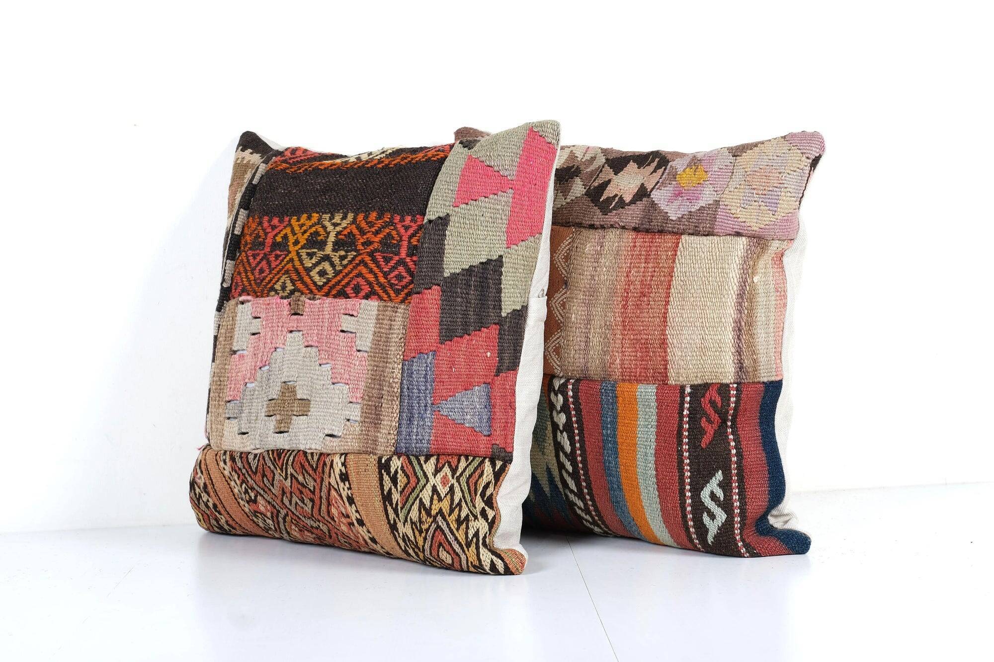 Set of 2 vintage kilim cushion covers 48x48 cm