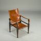 Swiss Leather Safari Chair attributed to Wilhelm Kienzle for Wohnbedarf