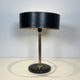 Black Quilted Leather Table Lamp and Golden Brass. French Craftsmanship.