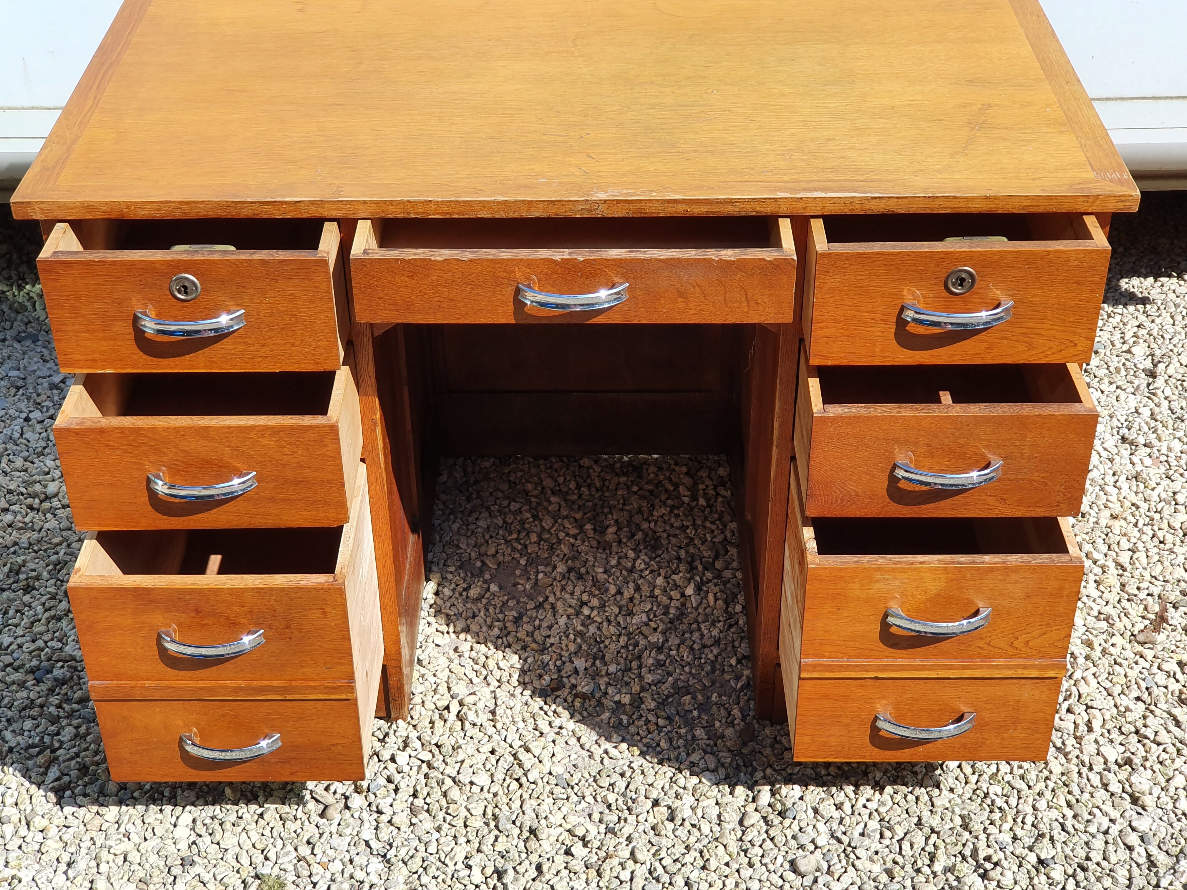 Vintage desk with double oak boxes