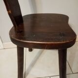 Ancienne chaise en bois brutaliste montage vintage