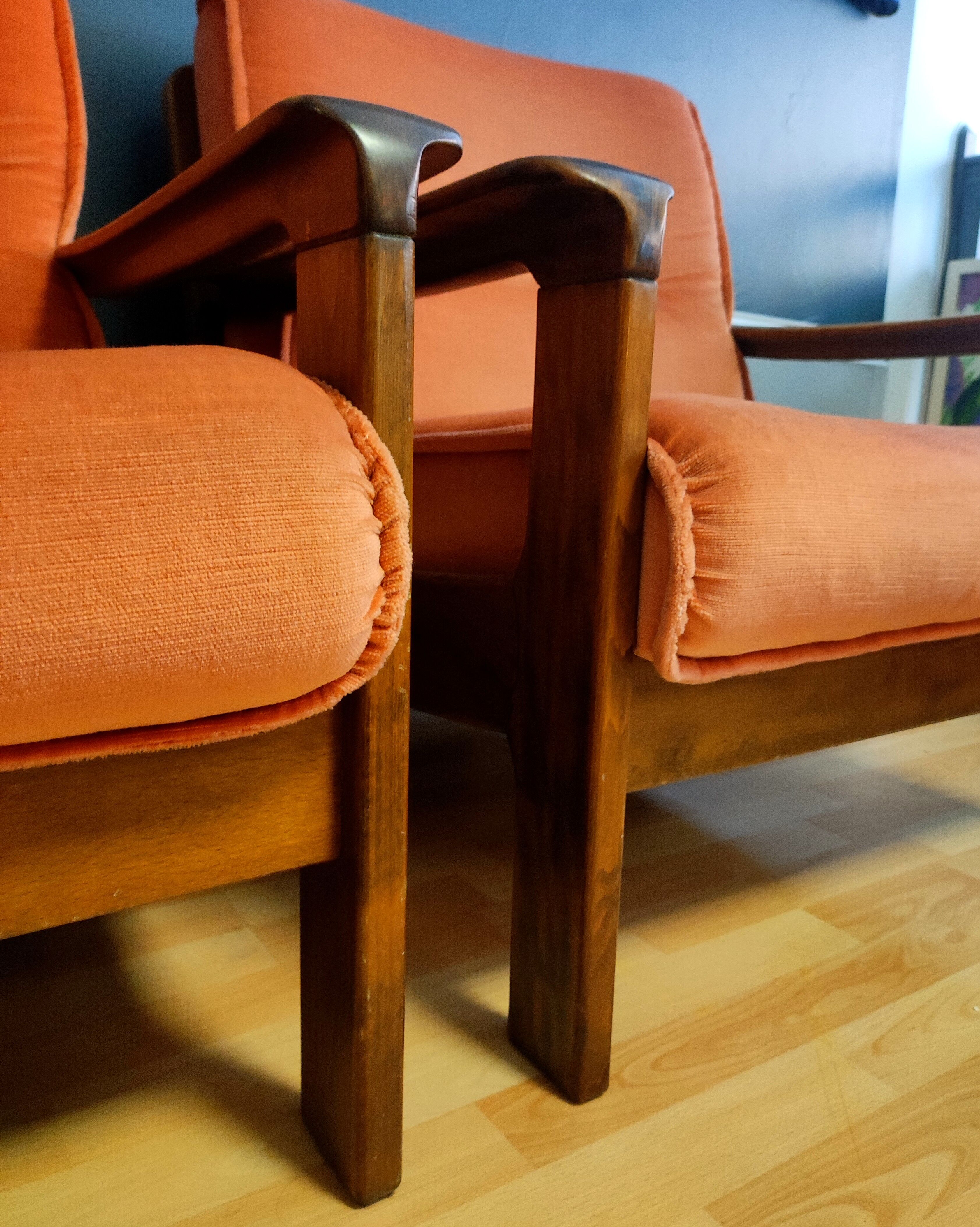 Set of 2 Danish velvet armchairs late 1960s