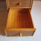 Rare vintage desk Ash and woven rattan - Large top - 6 drawers - Functional desk