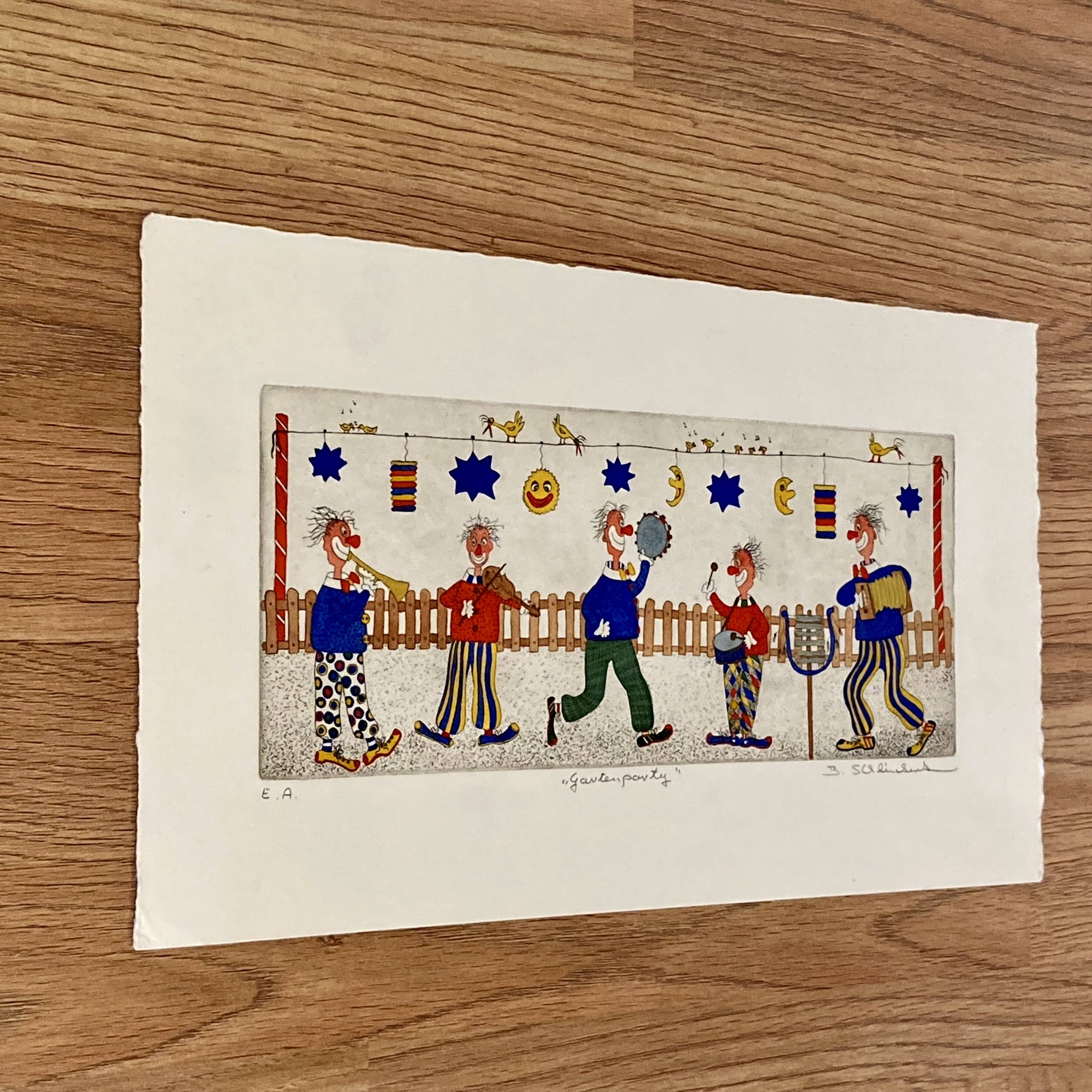 Set of three stamped drawings.