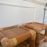 Pair of 70s bamboo bedside tables