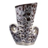 Vase à deux anses en céramique émaillée - vallauris, style marius giuge fat lava