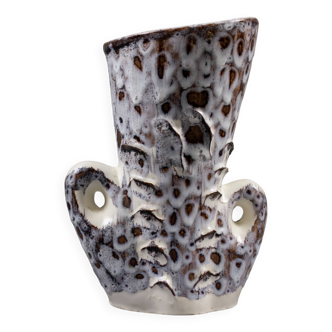 Vase à deux anses en céramique émaillée - vallauris, style marius giuge fat lava