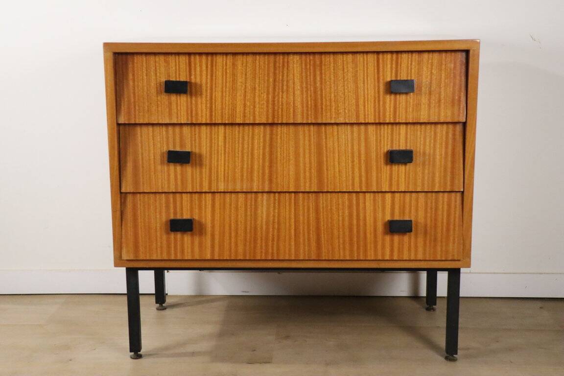 Vintage wood and metal chest of drawers, 1960