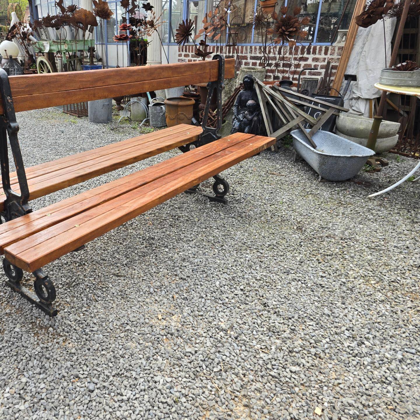 Public garden bench in the city of Paris
