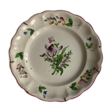 Plate of Nevers in earthenware late eighteenth century floral decoration