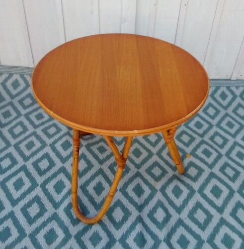 60s rattan coffee table