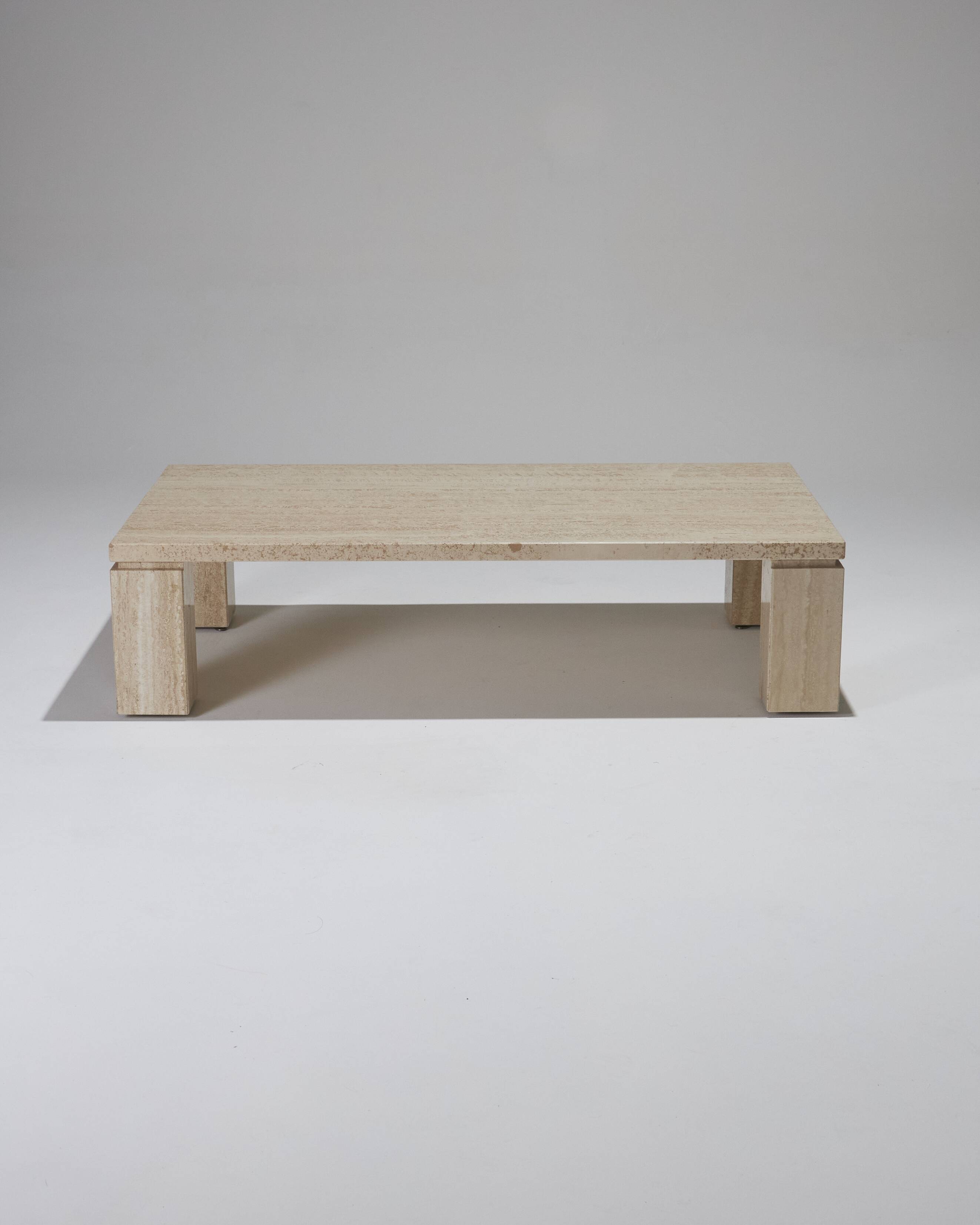 Rectangular travertine coffee table, 1970s