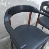 Pair of Scandinavian armchairs in teak and leather