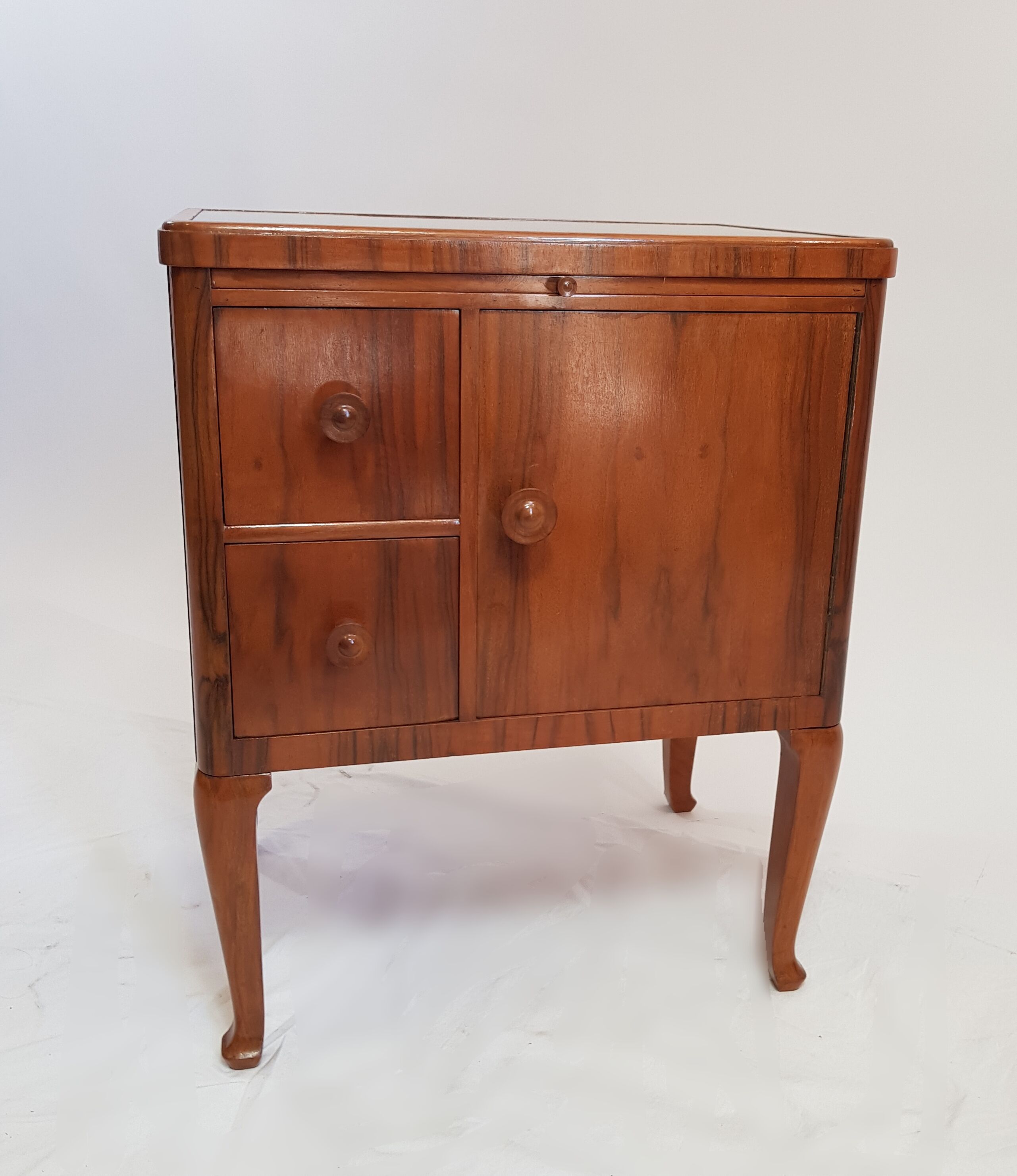 Wooden bedside table with shelf