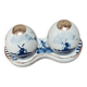 Salt and pepper shaker in Delftware pottery.