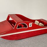 Large wooden canoe from the Joujoulac brand, very rare, vintage toy