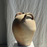 Very large beige jar with 2 handles H49