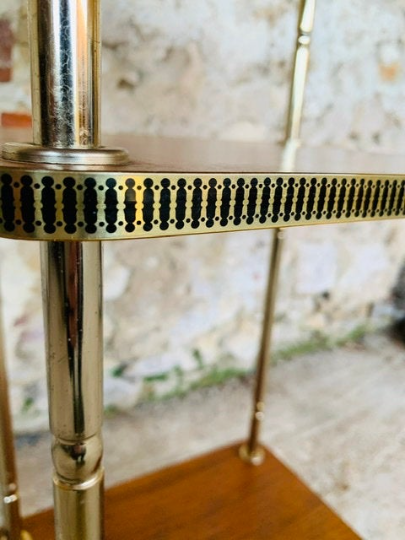 Three-shelf side table in teak and brass 60/70s