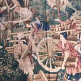 Old tapestry, medieval scene.