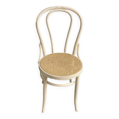 Chaise blanche bistrot siège canné