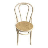 Chaise blanche bistrot siège canné
