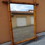Old wood mirror bamboo 76 x 60 cm