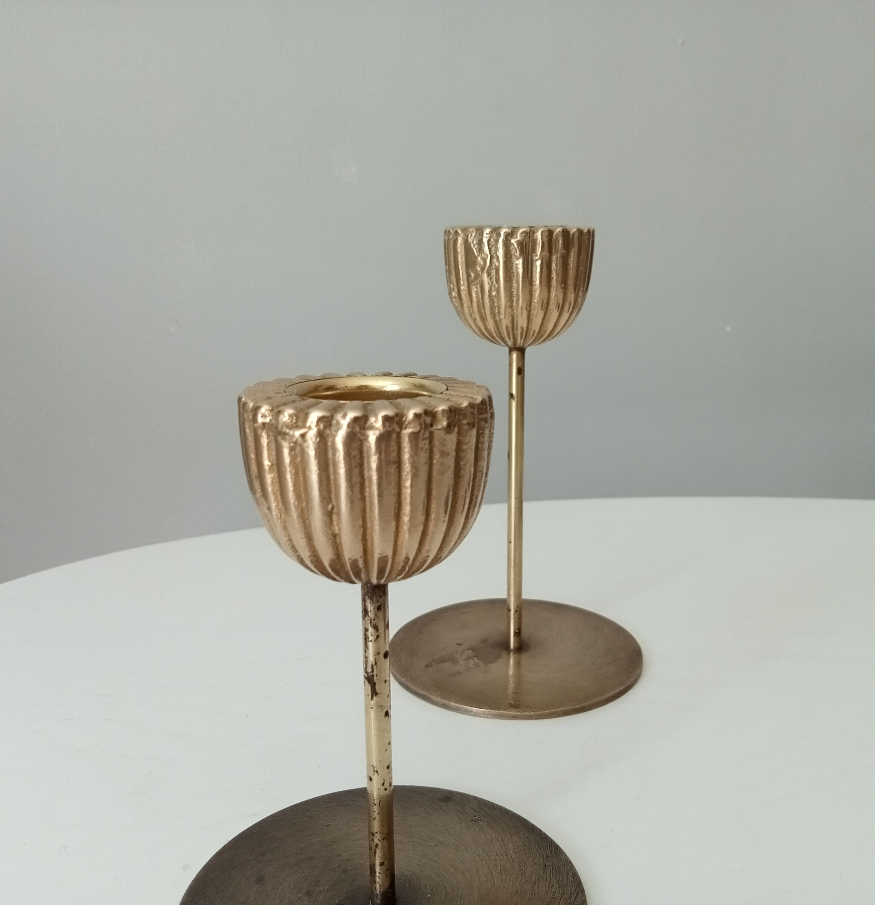 Series of Brass Tulip Candle holders 60s/70s