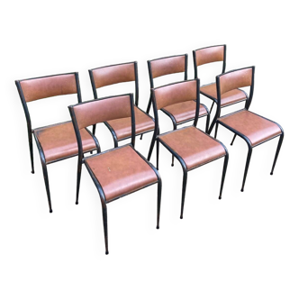 Set of 7 Mullca 510 chairs in leatherette