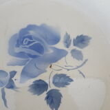 Hollow round dish in sarreguemines blue pink style diam 26.5 cm