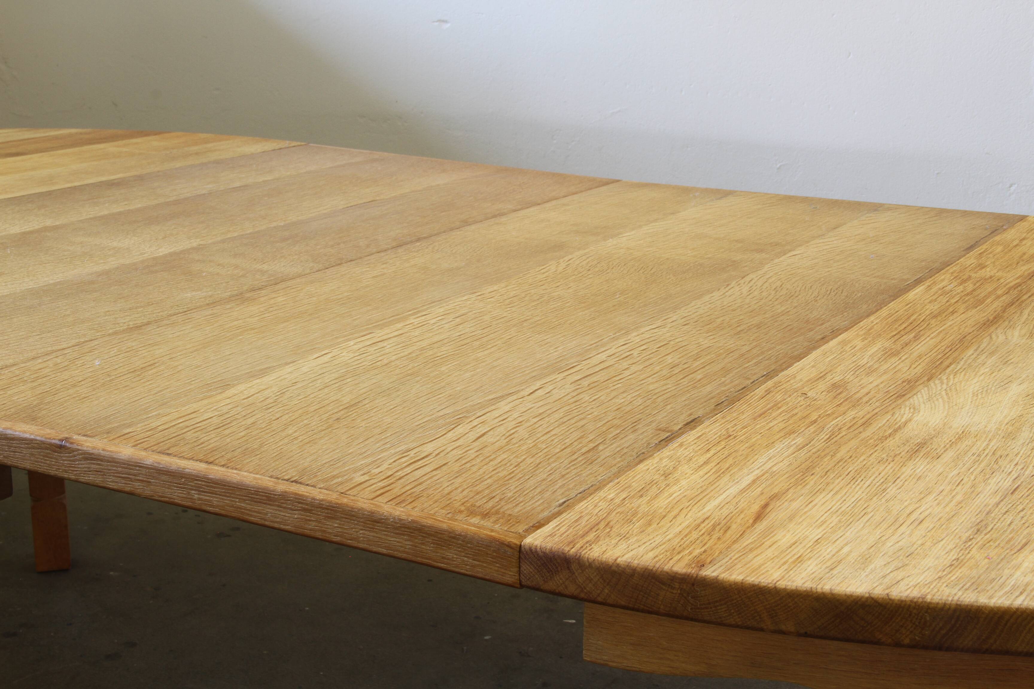 1960s vintage brutalist Danish extending oak dining table style Henning Kjærnulf