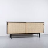 Enfilade florence knoll model 116 wood leather and raffia 1960