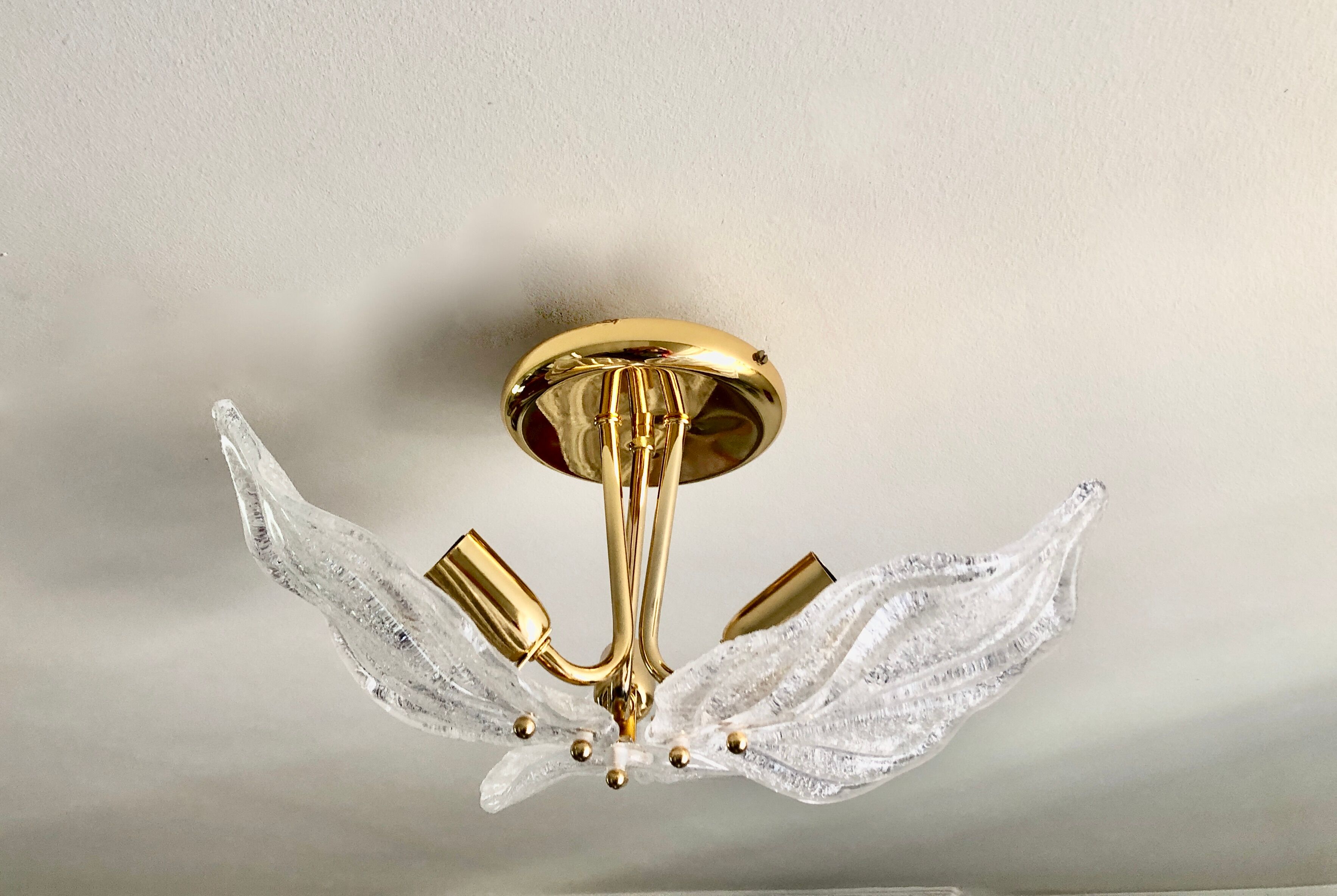 3-sheet Murano glass ceiling lamp for Novaresi