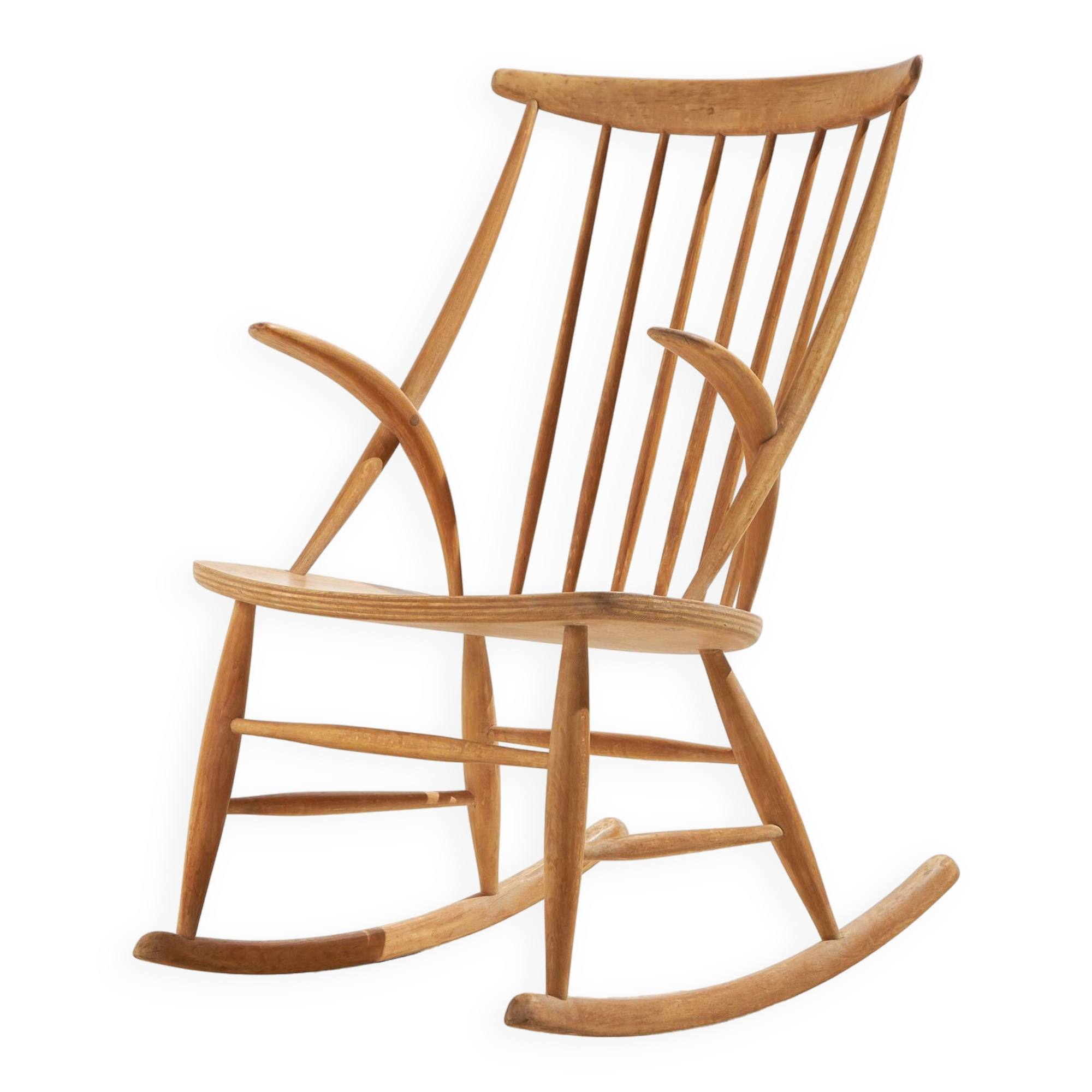 Iw3 beech rocking chair by illum wikkelsø for niels eilersen (mk10413)