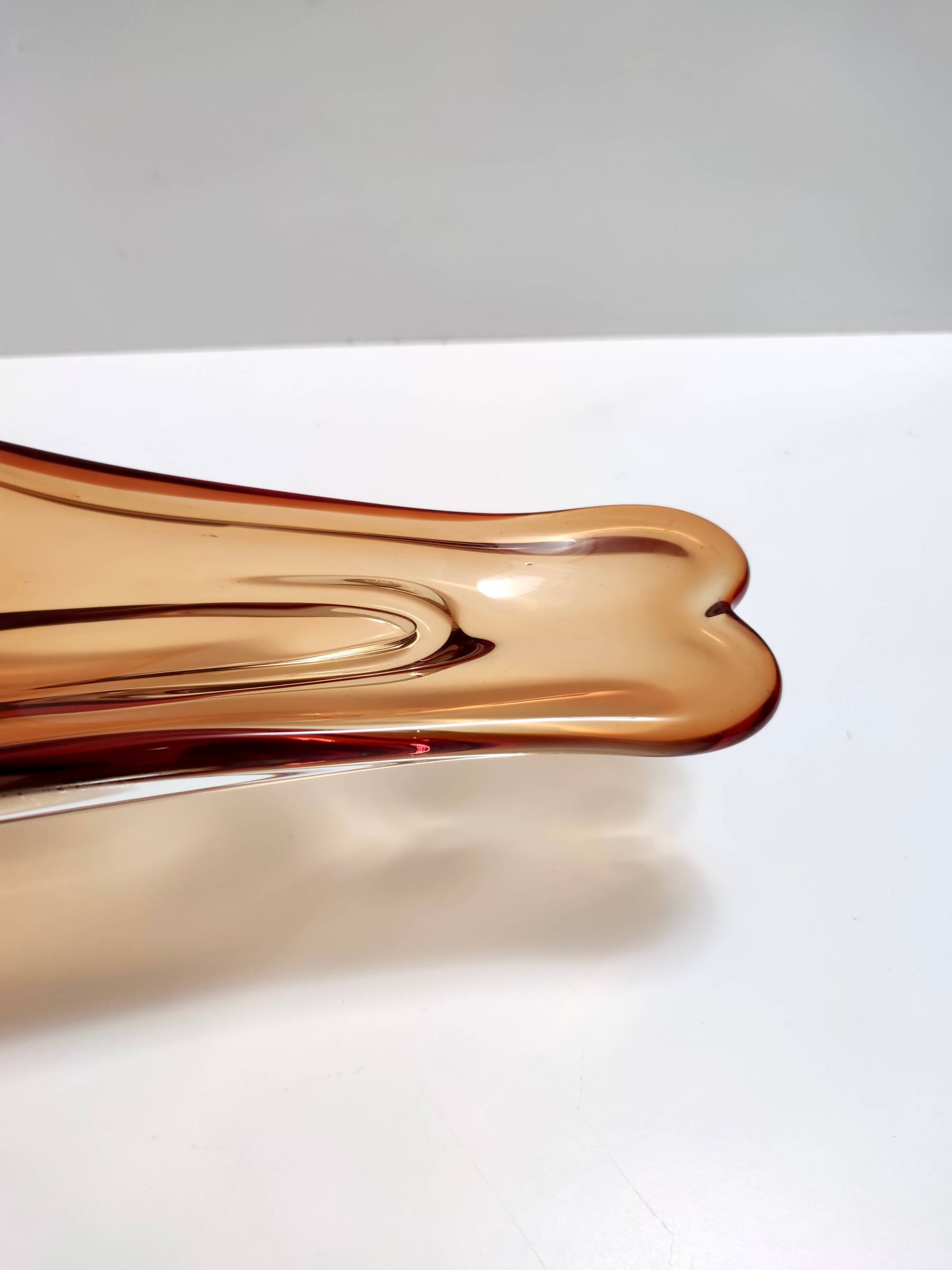 Rusty Orange Sommerso Murano Glass Bowl / Centerpiece, Italy