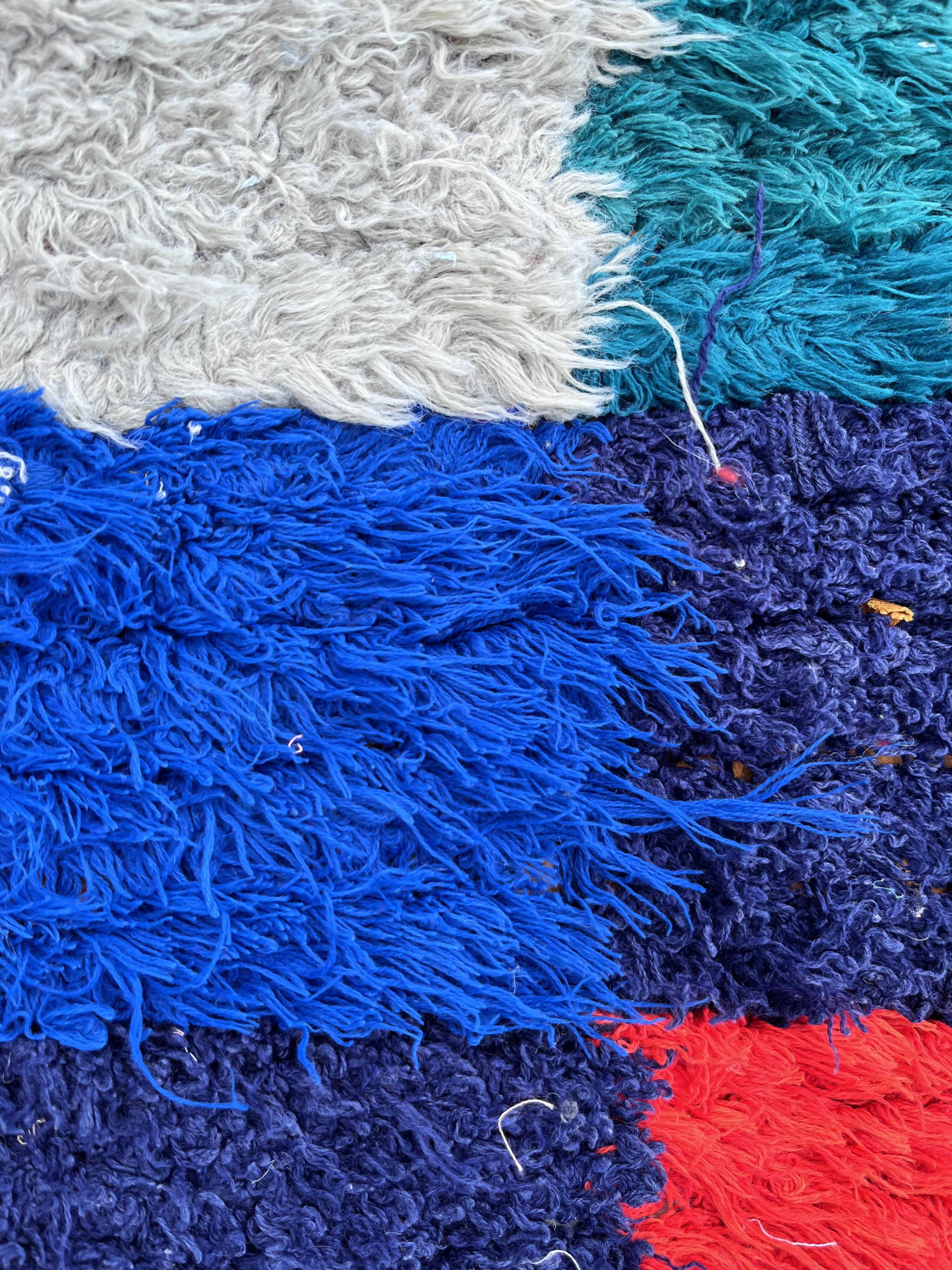 Carpet modern room Berbere boucherouite