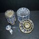Baccarat bottle and box, antique diamond gemstones in moulded crystal, signed.