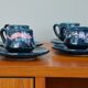 Vallauris blue and pink coffee service