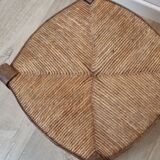 Tabouret ancien en paille et bois