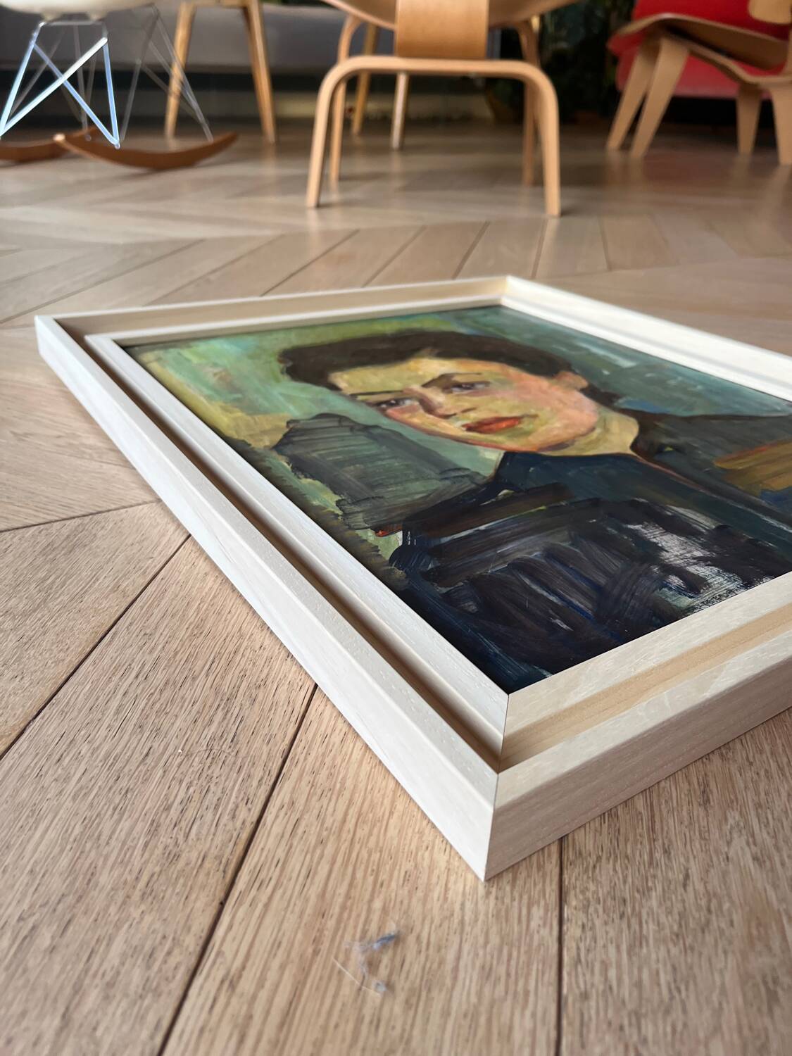 Young worker, oil on paper, mounted on cardboard
