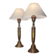 Pair of large solid brass lamps 1940, off-white lampshade 50x25