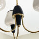 Brass chandelier and black metal tulips in white opaline glass 1950 1960 vintage suspension