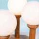 Bohemian glass ball table lamp from the 70s, wood & glass