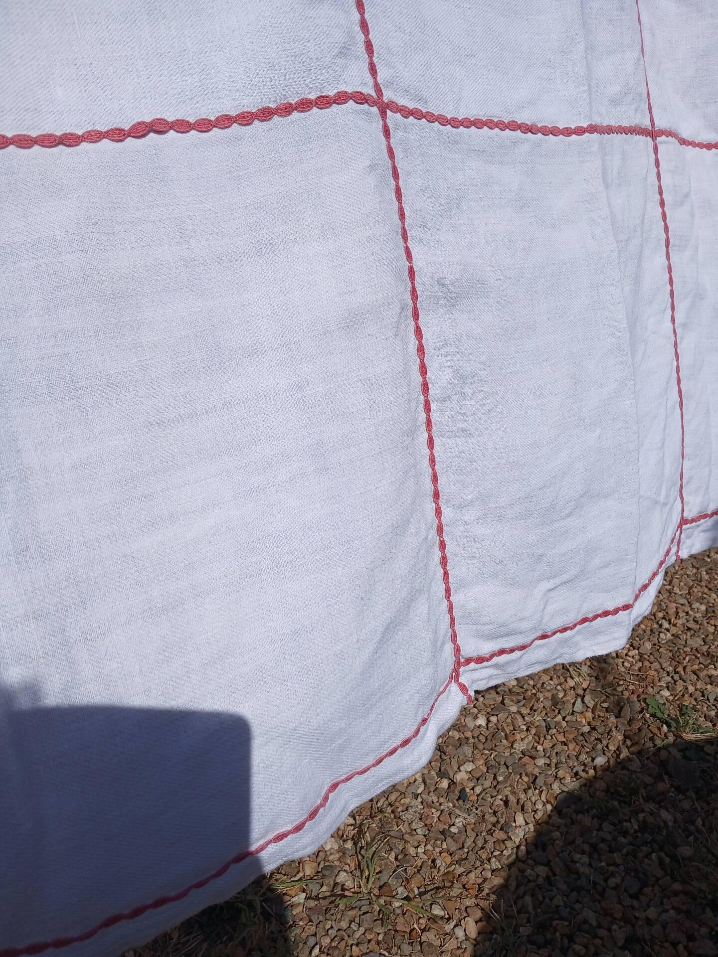 Vintage white linen tablecloth