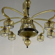 Venetian Art Nouveau chandelier in green and blue Murano glass circa 1920