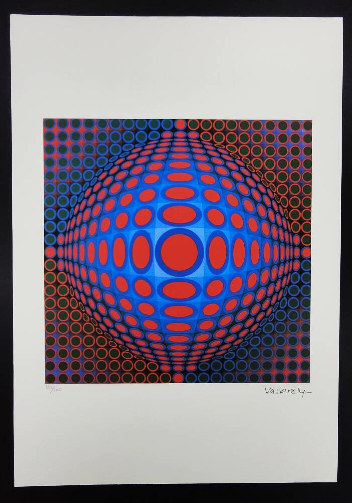 Lithograph by Victor Vasarely, limited edition numbered, 1970s.