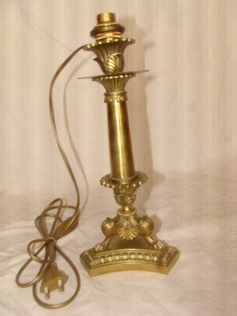 Bronze and solid brass candlestick from the "Restoration" period, electrified.