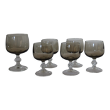 Set of 6 stemmed amber glasses