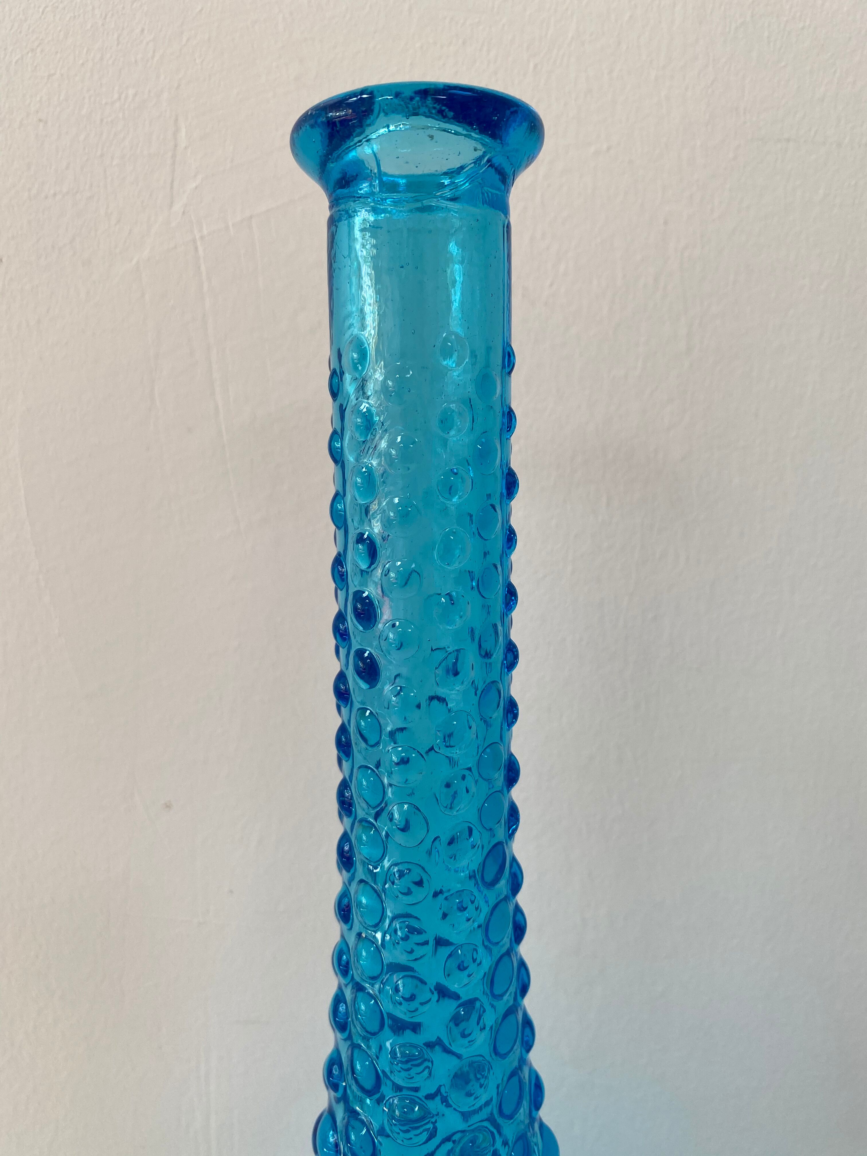 Blue Empoli decanter with bubble relief