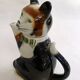 Large zoomorphic cat teapot, in vintage English earthenware.